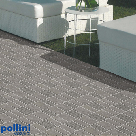 Ceramic mosaic in stone effect for the floor of the garden of a house by Pollini Mosaici